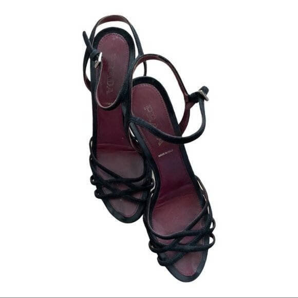 Prada Black Strappy Heels - Picture 1 of 13